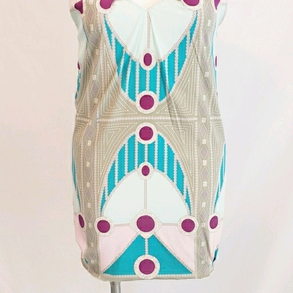*Last Chance* Mara Hoffman Sleeveless Silk Dress Geometric Retro Large - Picture 3 of 12